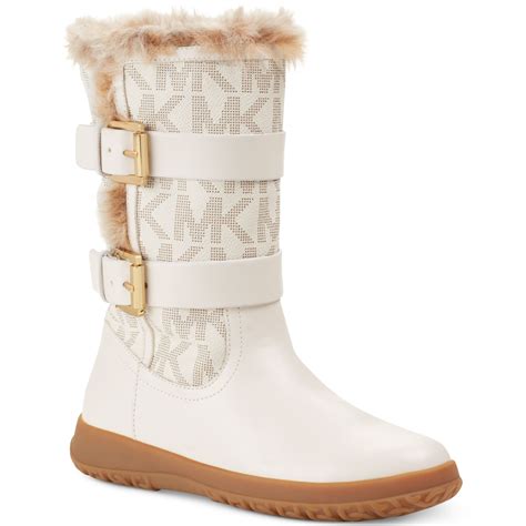 michael kors white boots with fur|michael kors adjustable buckle boots.